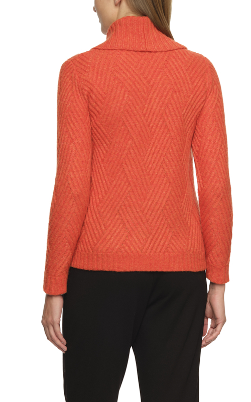 Oranje trui met shawl kraag