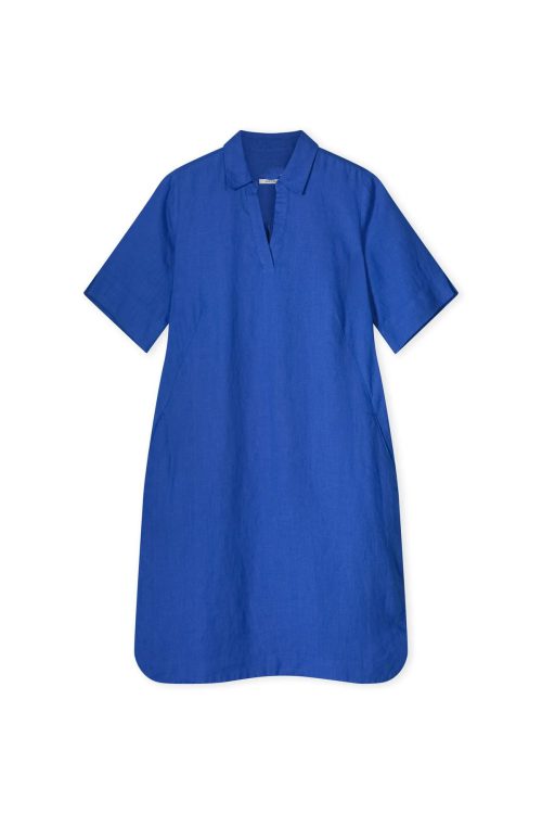 Kobaltblauwe linnen jurk