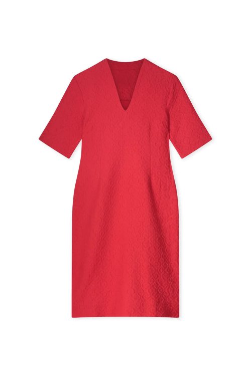 Salsa rode rechte jurk in jacquard print