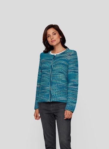 Bouclé vest in oceaan blauw