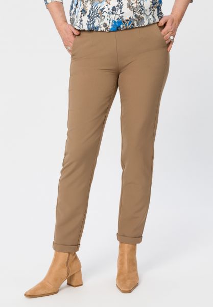 Taupe broek met elastiek in de taille