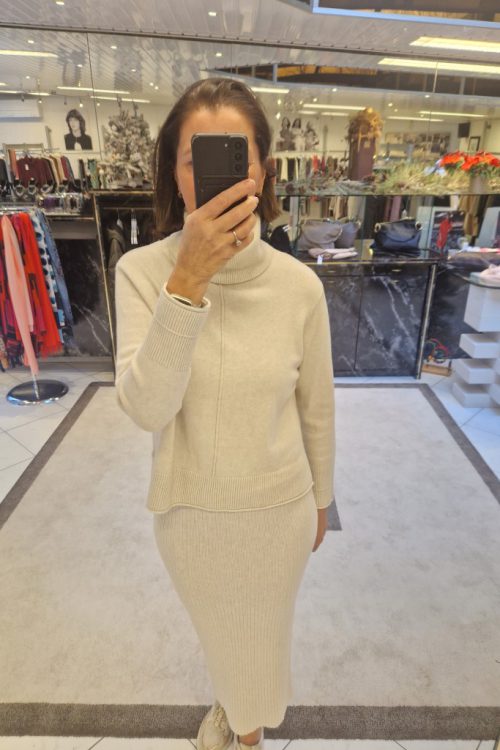 Beige tricot rok