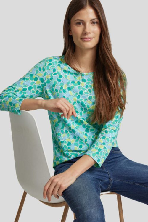 Shirt met geel groene print